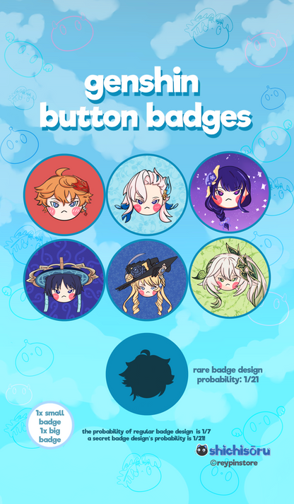 Genshin impact button badges blind packs