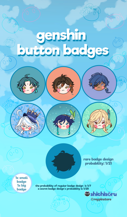 Genshin impact button badges blind packs