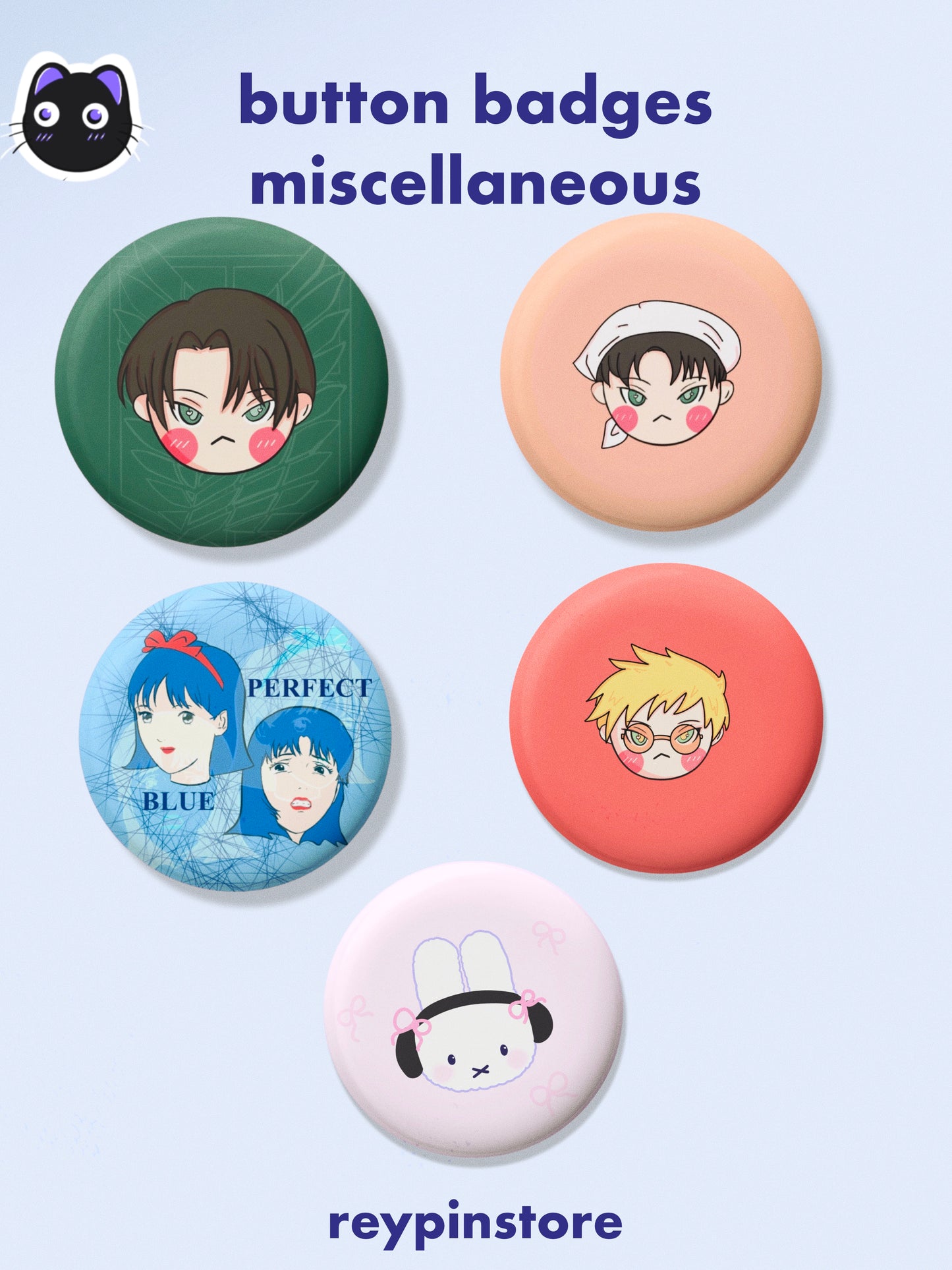 AOT, Perfect Blue Naruto Itachi Miffy Trigun Stampede Vash | Button Badge