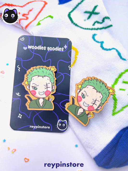 Zoro One Piece Wooden Pin