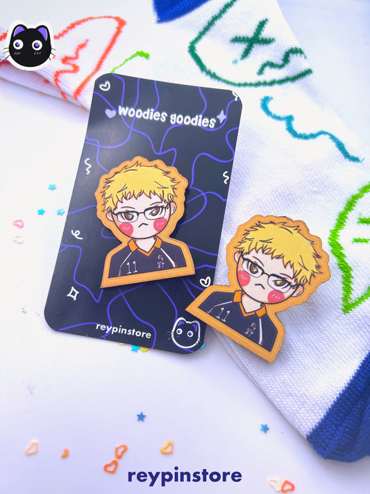 Tsukishima Haikyuu Wooden Pin